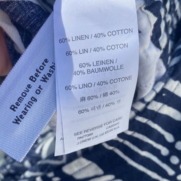 J.Crew Navy & White Printed Linen Jumpsuit - Picture 6 of 7